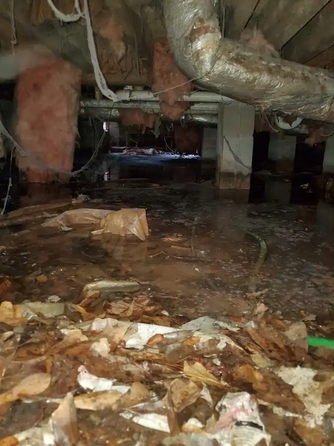 Crawl space flood assessment for Commercial Water Damage Restoration in West Bradford